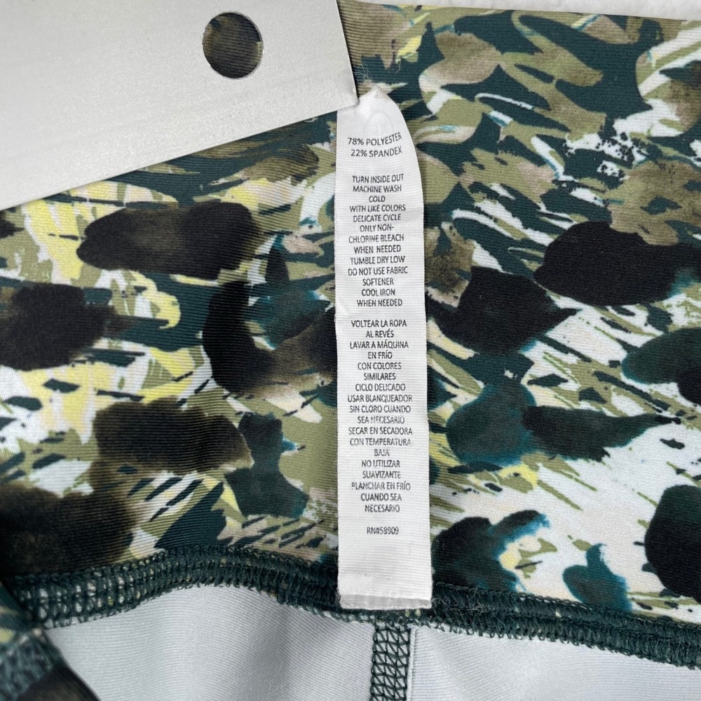 Kinesis Womens 1X Active Leggings Green Abstract Leopard Print Pockets High Rise - Picture 9 of 9